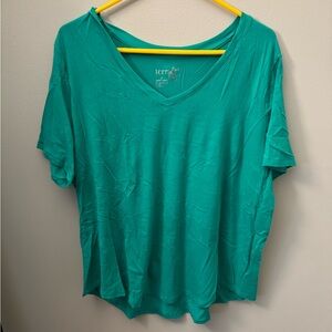 Sky Women's Teal V-Neck Short Sleeve Top